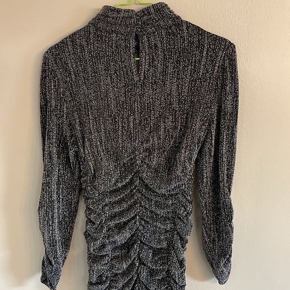 ZARA Silver Metallic Thread Ruched Dress dress like new - Picture 7 of 13